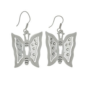 3D Cut Out Butterfly Earrings | Vintage Sterling Silver 925
